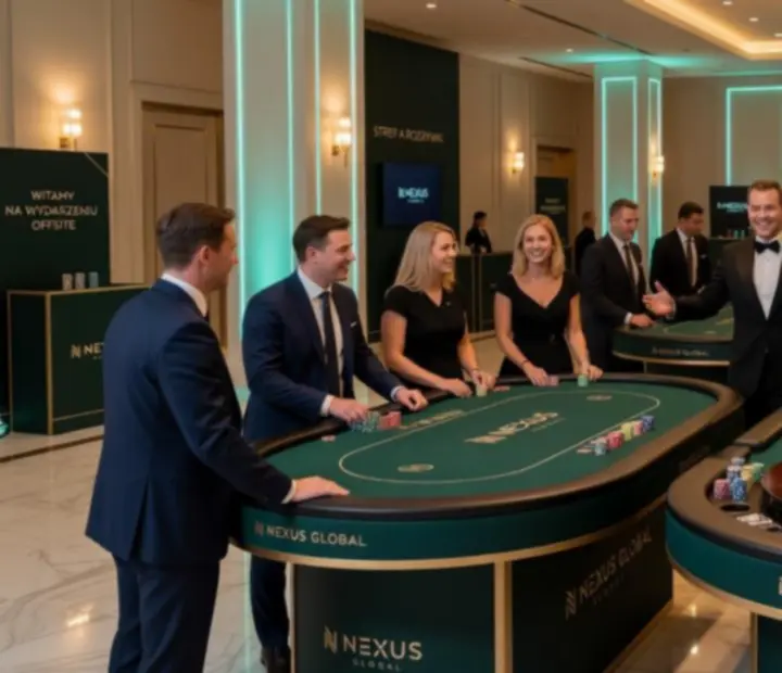 Mobilna strefa rozrywki NAXSOL ENTERPRISES LTD podczas eleganckiego eventu firmowego