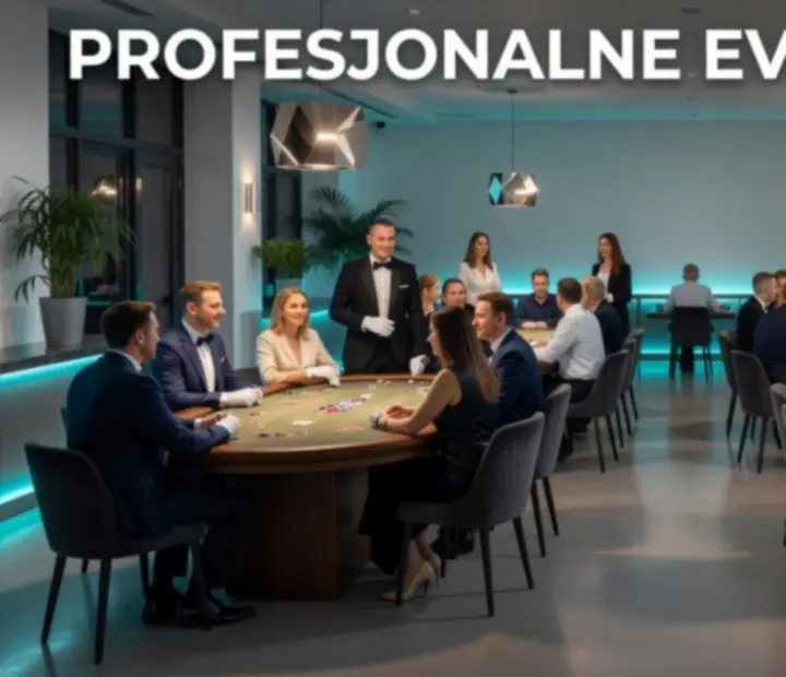 Mobilna oprawa eventowa z elegancką atmosferą, stołami i światłami