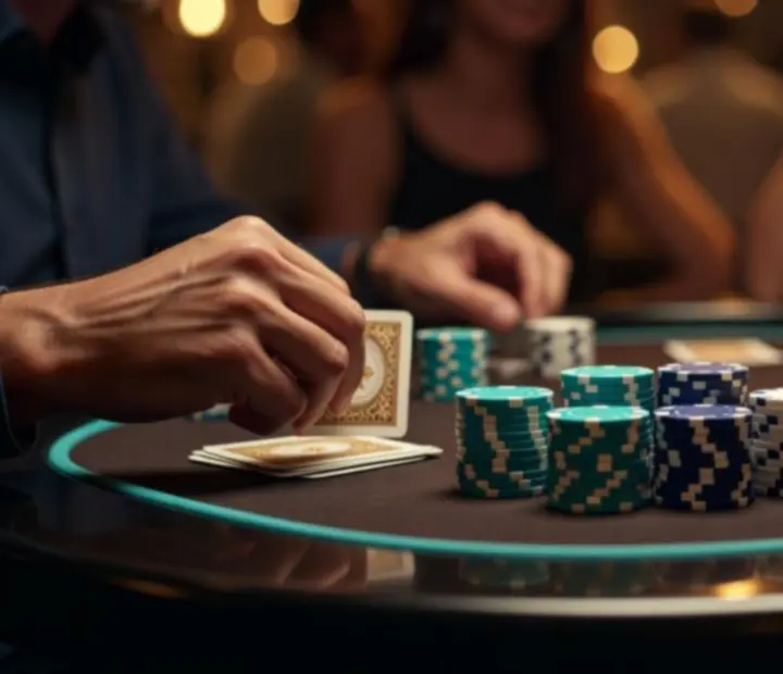 Prywatne przyjęcie z pokerowym formatem rekreacyjnym i uśmiechniętymi uczestnikami